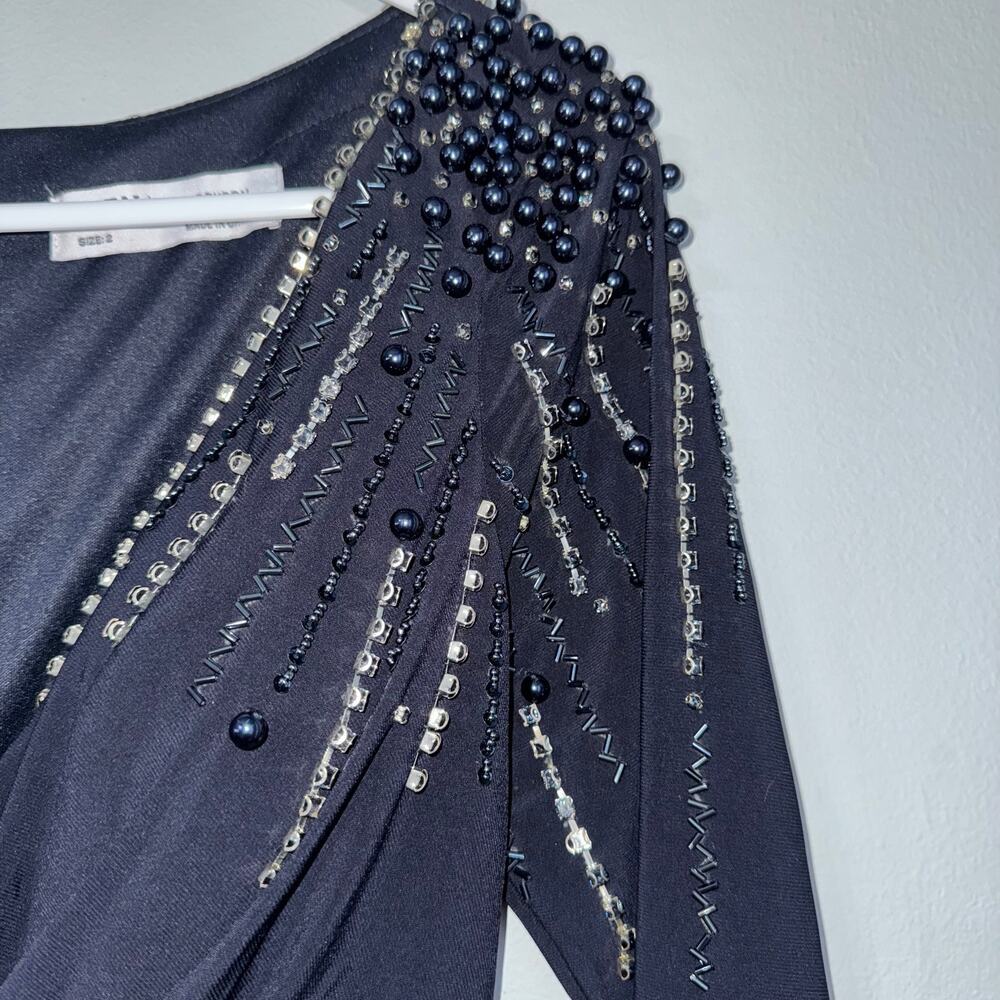 Ieena for MacDuggal FAUX WRAP JERSEY GOWN W/ EMBELLISHED ACCENTS NWT Size 2 - Picture 8 of 13